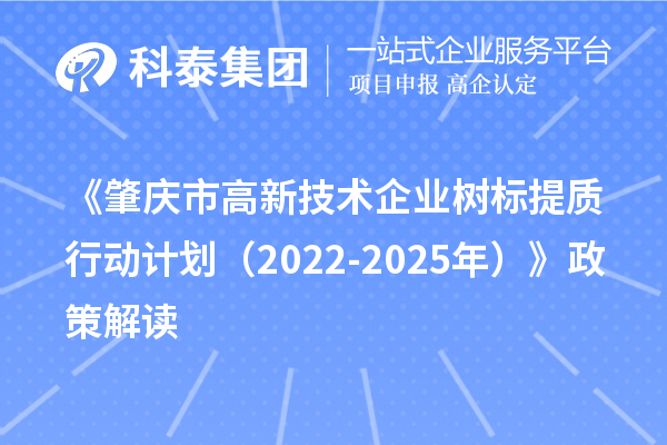 《肇慶市高新技術(shù)企業(yè)樹標(biāo)提質(zhì)行動計劃（2022-2025年）》政策解讀