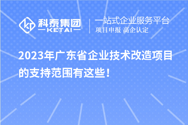 2023年廣東省企業技術改造項目的支持范圍有這些!