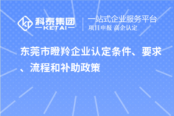 東莞市瞪羚企業認定條件、要求、流程和補助政策