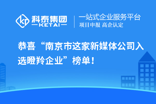 恭喜“南京市這家新媒體公司入選瞪羚企業”榜單！