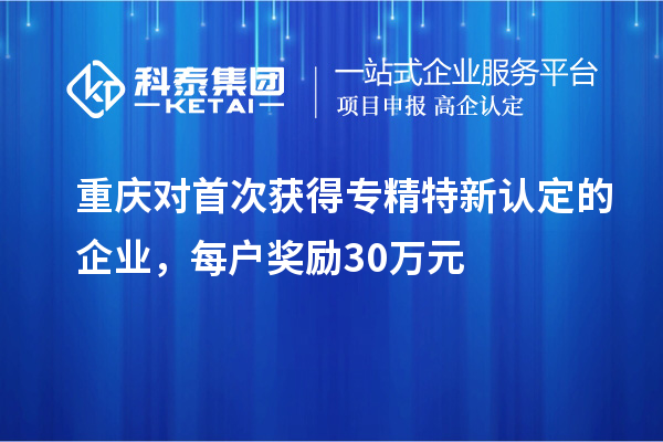 重慶對首次獲得專精特新認定的企業(yè)，每戶獎勵30萬元