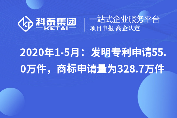2020年1-5月：發(fā)明專利申請55.0萬件，商標申請量為328.7萬件
