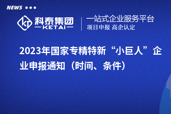 2023年國家專精特新“小巨人”企業(yè)申報通知（時間、條件）