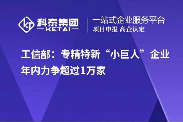 工信部：專精特新“小巨人”企業年內力爭超過1萬家