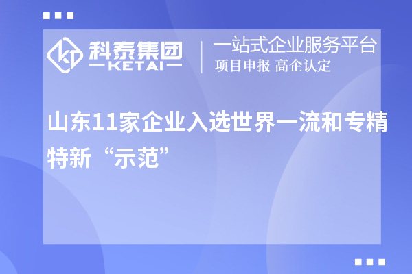 山東11家企業入選世界一流和專精特新“示范”
