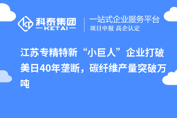 江蘇專精特新“小巨人”企業打破美日40年壟斷，碳纖維產量突破萬噸