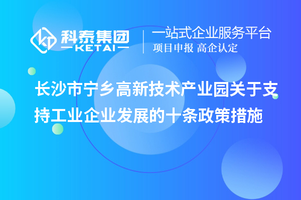 長沙市寧鄉高新技術產業園關于支持工業企業發展的十條政策措施