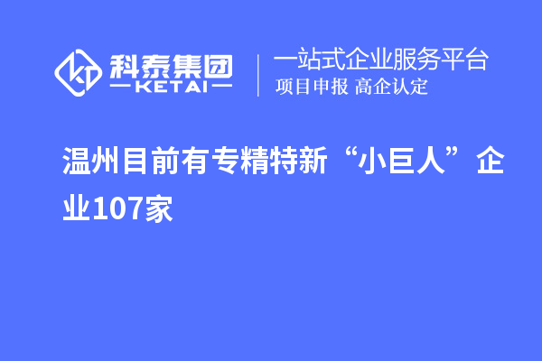 溫州目前有專精特新“小巨人”企業107家