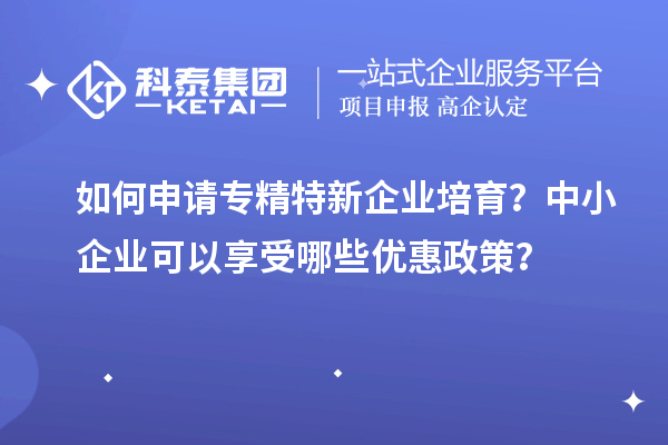 如何申請專精特新企業培育？中小企業可以享受哪些優惠政策？