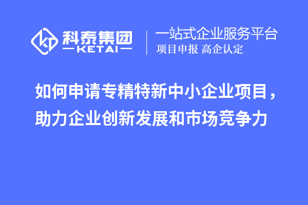 如何申請專精特新中小企業項目，助力企業創新發展和市場競爭力