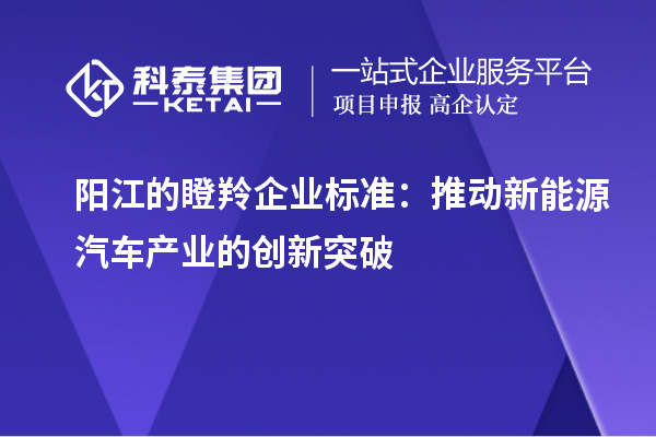 陽江的瞪羚企業標準：推動新能源汽車產業的創新突破