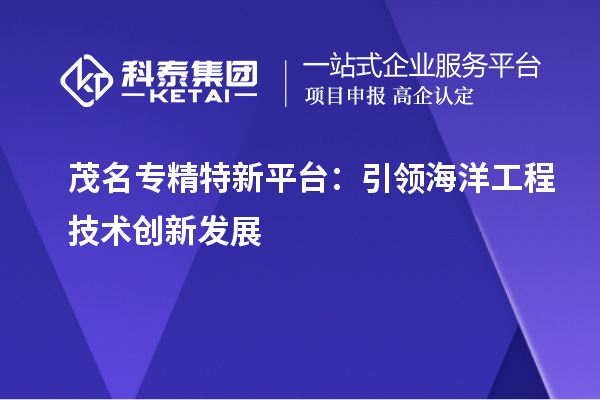 茂名專精特新平臺：引領海洋工程技術創新發展