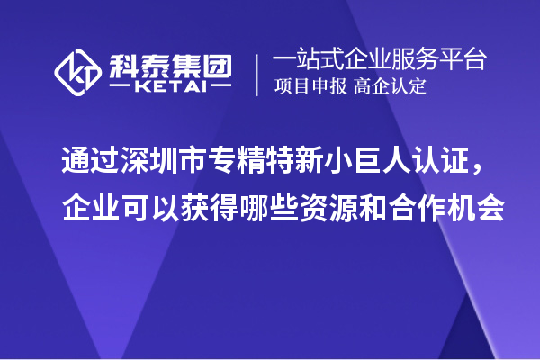通過深圳市專精特新小巨人認證,企業可以獲得哪些資源和合作機會