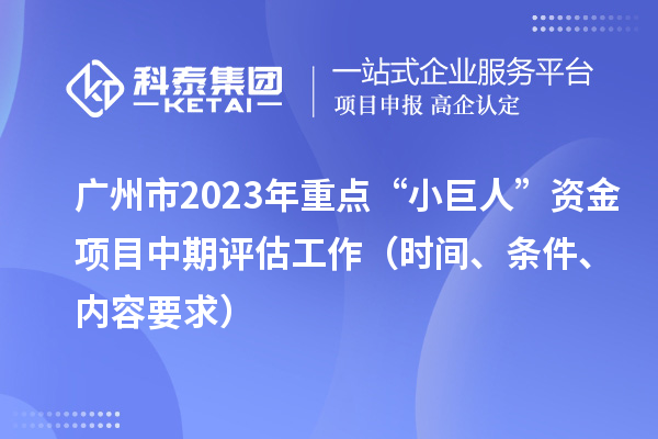 廣州市2023年重點“小巨人”資金項目中期評估工作（時間、條件、內容要求）