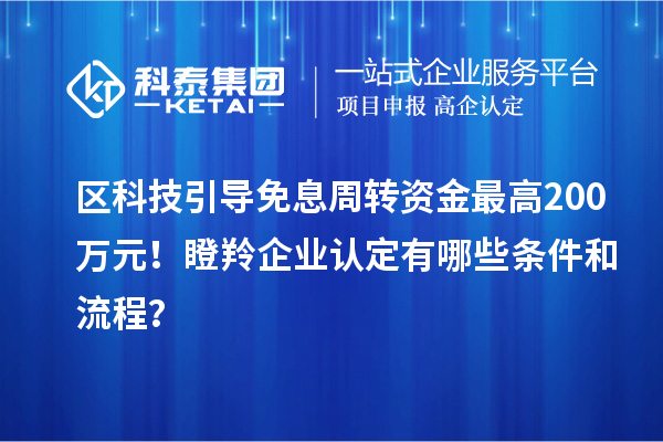 區科技引導免息周轉資金最高200萬元！瞪羚企業認定有哪些條件和流程？