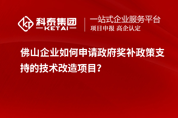 佛山企業如何申請政府獎補政策支持的技術改造項目？