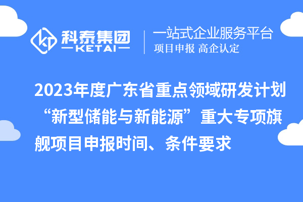 2023年度廣東省重點領域研發(fā)計劃“新型儲能與新能源”重大專項旗艦項目申報時間、條件要求