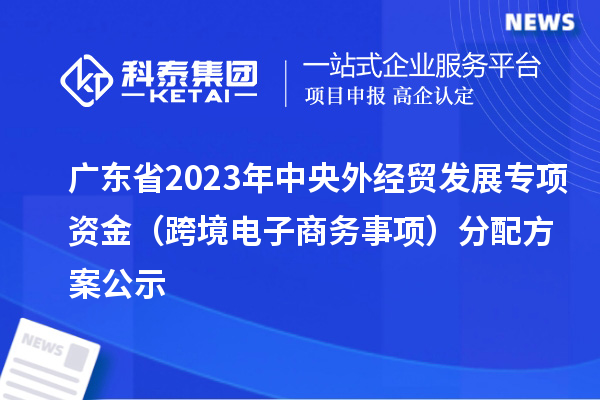 廣東省2023年中央外經貿發展專項資金（跨境電子商務事項）分配方案公示