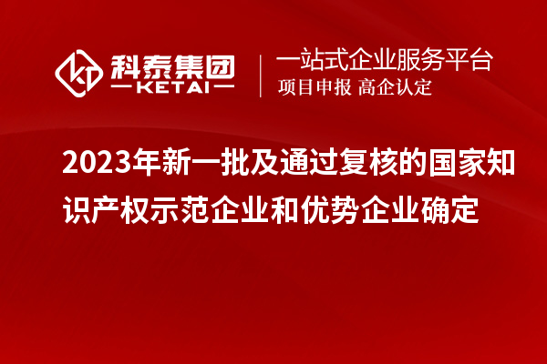 2023年新一批及通過復核的國家知識產權示范企業和優勢企業確定