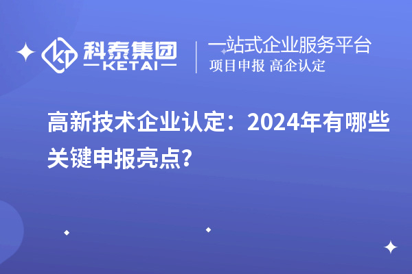 高新技術(shù)企業(yè)認(rèn)定:2024年有哪些關(guān)鍵申報(bào)亮點(diǎn)?