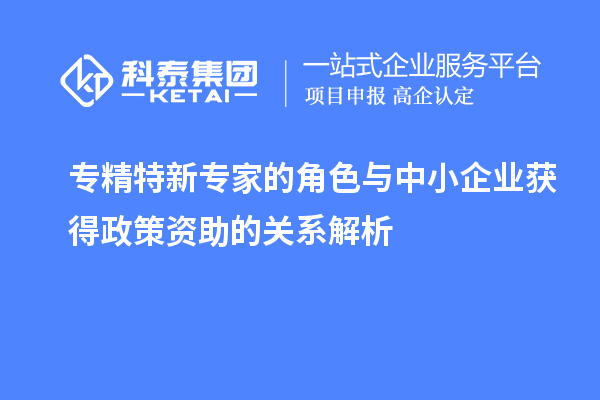 專精特新專家的角色與中小企業獲得政策資助的關系解析