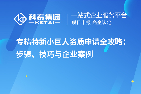 專精特新小巨人資質申請全攻略：步驟、技巧與企業(yè)案例