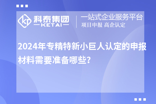 2024年專精特新小巨人認定的申報材料需要準備哪些？