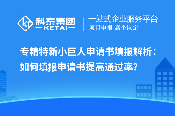 專精特新小巨人申請書填報解析：如何填報申請書提高通過率？