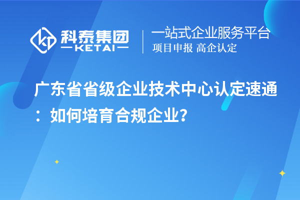 廣東省省級企業技術中心認定速通：如何培育合規企業？