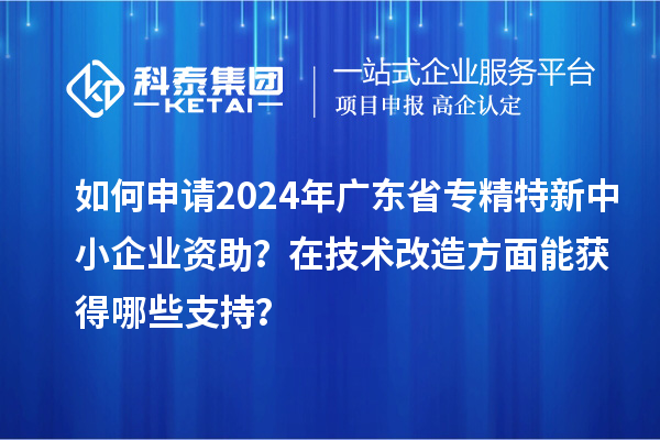 如何申請2024年廣東省專精特新中小企業資助？在<a href=http://m.duckwijs.com/fuwu/jishugaizao.html target=_blank class=infotextkey>技術改造</a>方面能獲得哪些支持？
