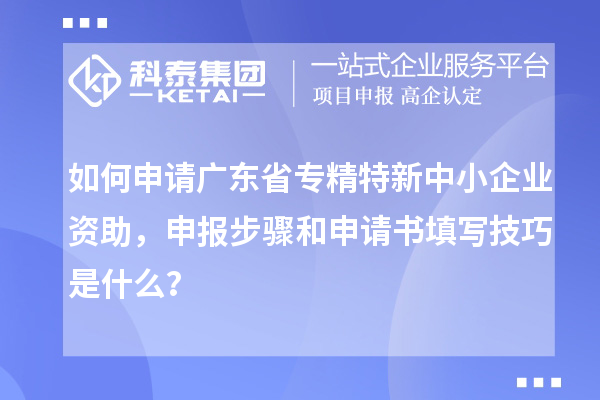 如何申請(qǐng)廣東省專精特新中小企業(yè)資助,申報(bào)步驟和申請(qǐng)書填寫技巧是什么?