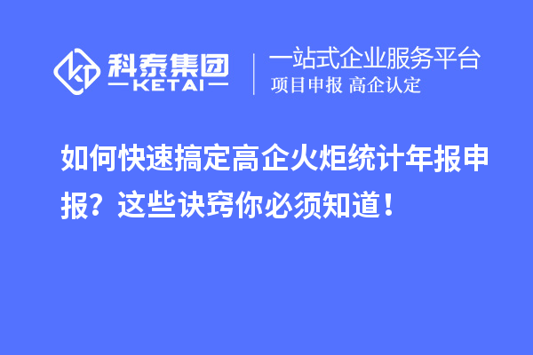 如何快速搞定高企火炬統(tǒng)計年報申報？這些訣竅你必須知道！