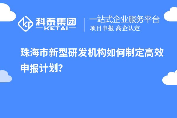 珠海市新型研發機構如何制定高效申報計劃？