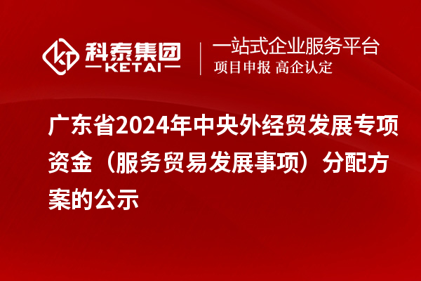 廣東省2024年中央外經貿發展專項資金（服務貿易發展事項）分配方案的公示