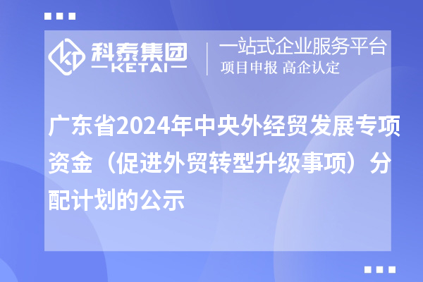 廣東省2024年中央外經貿發展專項資金(促進外貿轉型升級事項)分配計劃的公示