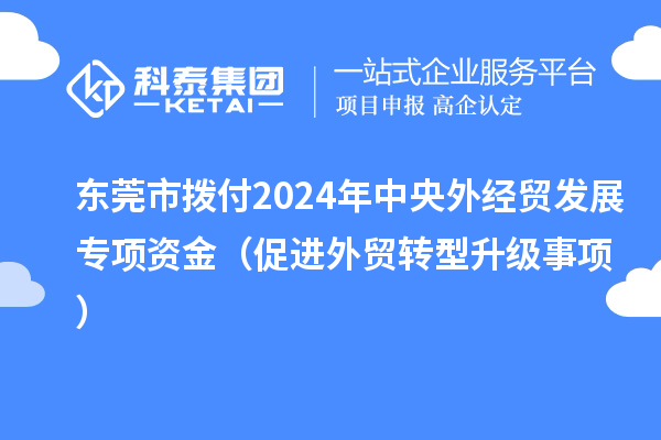 東莞市撥付2024年中央外經(jīng)貿(mào)發(fā)展專項(xiàng)資金（促進(jìn)外貿(mào)轉(zhuǎn)型升級(jí)事項(xiàng)）