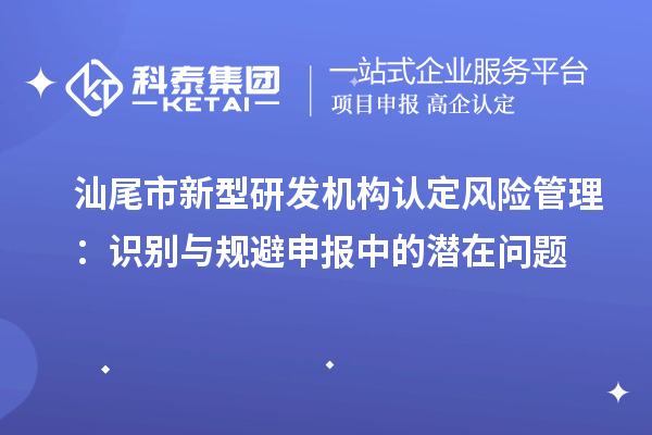 汕尾市新型研發機構認定風險管理：識別與規避申報中的潛在問題