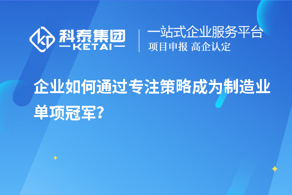 企業(yè)如何通過(guò)專注策略成為制造業(yè)單項(xiàng)冠軍？