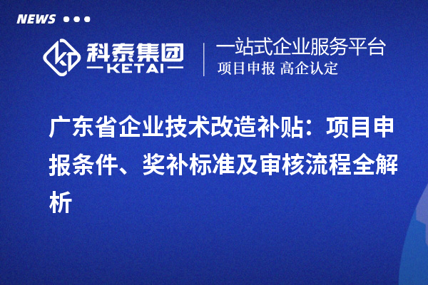 廣東省企業(yè)技術改造補貼：項目申報條件、獎補標準及審核流程全解析