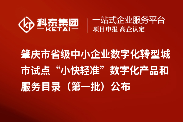 肇慶市省級中小企業數字化轉型城市試點“小快輕準”數字化產品和服務目錄（第一批）公布
