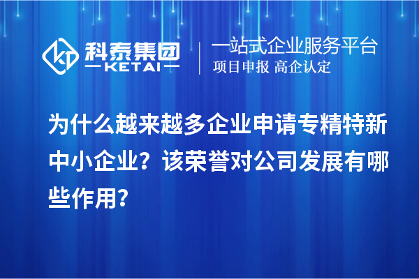 為什么越來(lái)越多企業(yè)申請(qǐng)專精特新中小企業(yè)？該榮譽(yù)對(duì)公司發(fā)展有哪些作用？