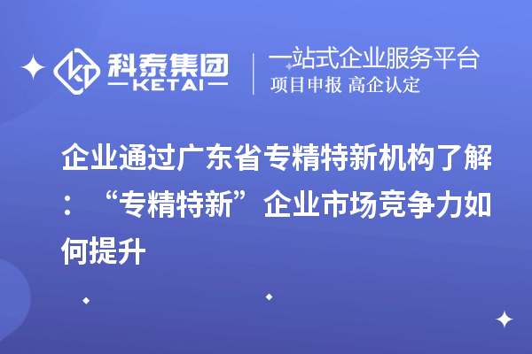 企業(yè)通過廣東省專精特新機(jī)構(gòu)了解：“專精特新” 企業(yè)市場競爭力如何提升