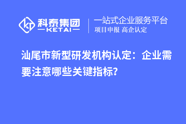 汕尾市新型研發機構認定：企業需要注意哪些關鍵指標？