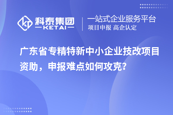 廣東省專精特新中小企業技改項目資助，申報難點如何攻克？