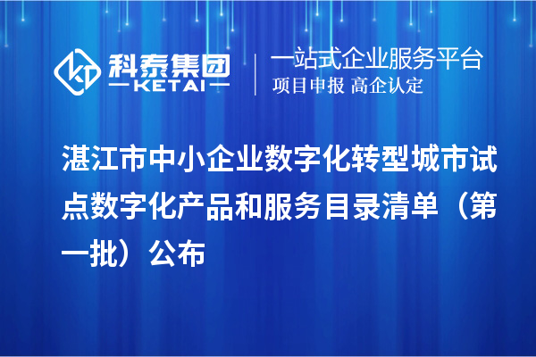 湛江市中小企業數字化轉型城市試點數字化產品和服務目錄清單（第一批）公布