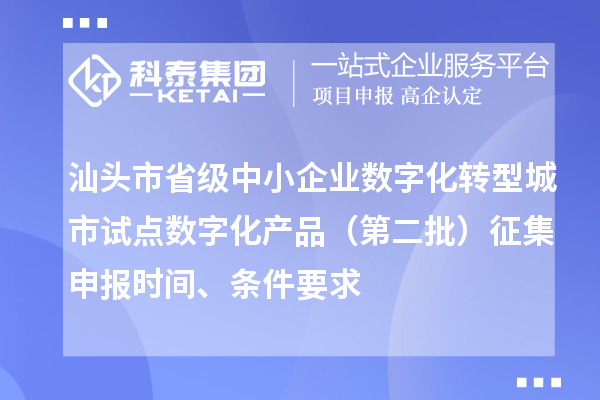 汕頭市省級中小企業數字化轉型城市試點數字化產品（第二批）征集申報時間、條件要求