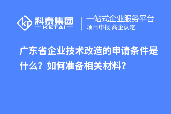 廣東省企業技術改造的申請條件是什么？如何準備相關材料？