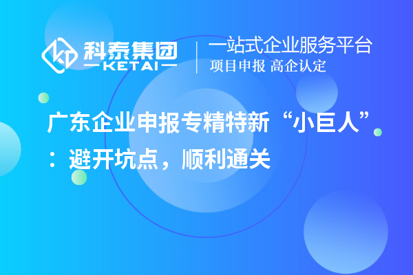 廣東企業(yè)申報專精特新 “小巨人”：避開坑點，順利通關(guān)