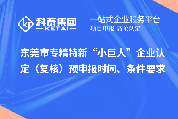 東莞市專精特新“小巨人”企業認定（復核）預申報時間、條件要求