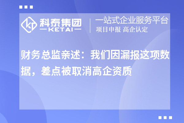 財務總監親述：我們因漏報這項數據，差點被取消高企資質